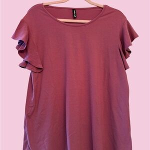 Women's Ruffled Sleeve Top - Mauve